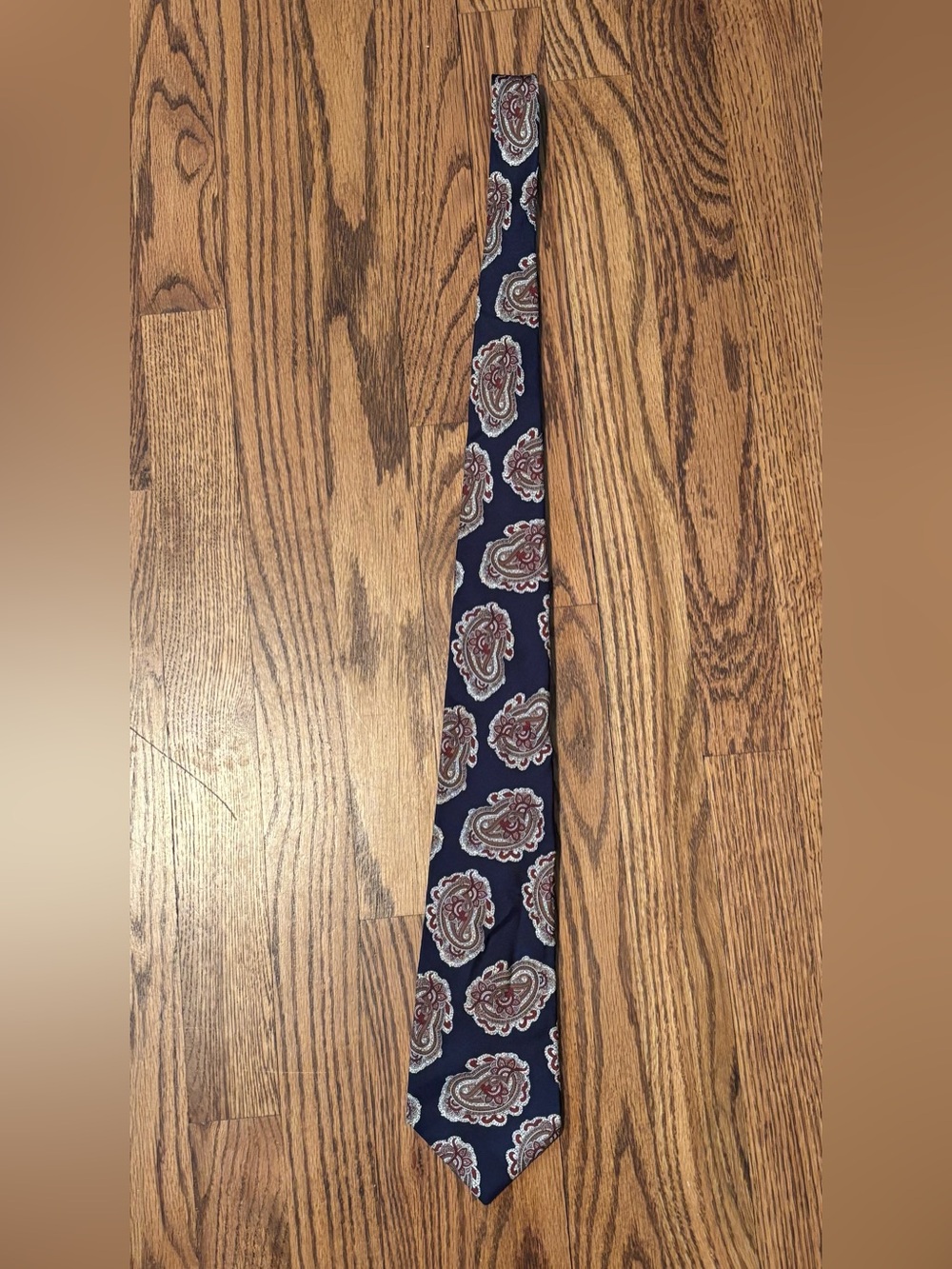 Vintage Liberty of London 100% Silk Paisley Tie – Navy Blue, Maroon & Tan